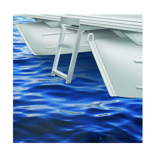 Pactrade Marine 5-Step Pontoon Boat Ladder - Under Deck Mount, Anodized Aluminum, 300lb Capacity, Self-Storing (14"W X 55"H)