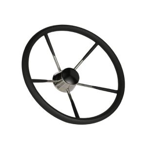 Pactrade Marine Boat Pontoon Steering Wheel - 13.5" Aluminum Frame With Polyurethane Grip